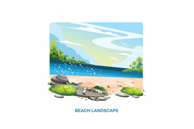 Beach Landscape Vector Illustration