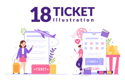 18 Ticket Website Flat Illustration