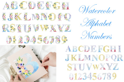 Alphabet clipart, Watercolor flowers, Numbers, Wedding, Fall