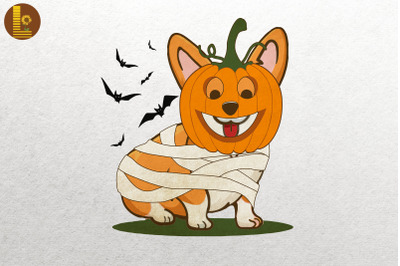 Cute Halloween Corgi Mummy