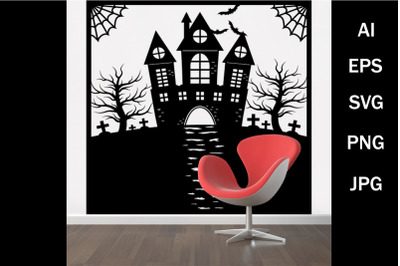 Halloween SVG Castle Template, Cut Cricut file