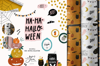 Ha-ha-halloween collection clip art and patterns
