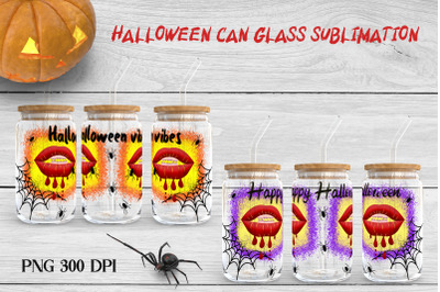 Halloween libbey can glass | Halloween lips sublimation