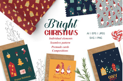 Bright Christmas Gnomes illustrations