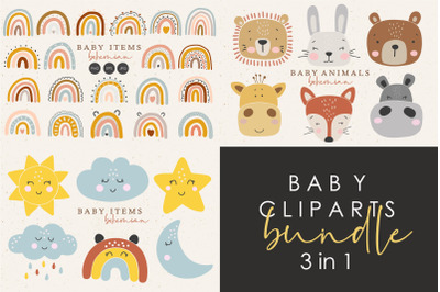 Baby cliparts bundle, Digital download, Kids elements, Baby bundle