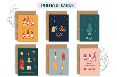 Christmas Gnomes Cards. Winter cards. New year cards