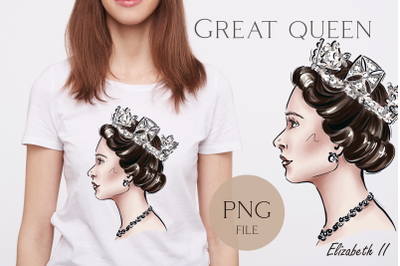 Elizabeth Queen of Great Britain sublimation t-shirt design