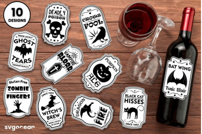 Halloween Bottle Labels Svg Bundle