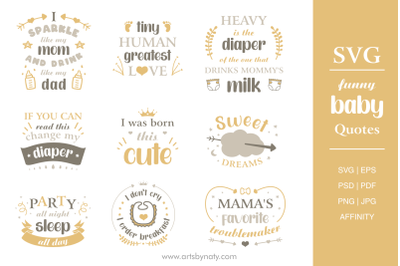 SVG Funny Baby Quotes And Clipart Bundle