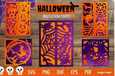 Happy Halloween Card Svg Template Bundle