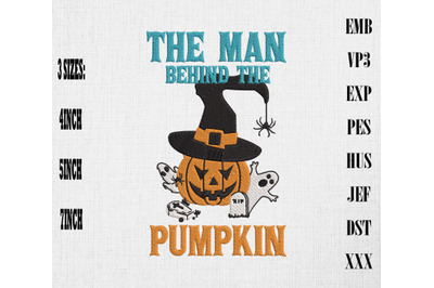 The Man Behind The Pumpkin Halloween Embroidery