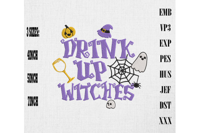 Halloween Party Drink Up Witches Embroidery, Happy Halloween