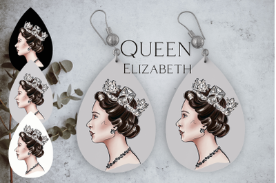 Earrings Elizabeth Queen Great Britain png sublimation