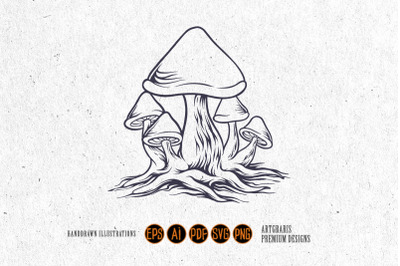 magic mushrooms silhouette svg Illustrations