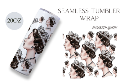 Tumbler wrap 20 oz Elizabeth Queen of Great Britain sublimation seamle