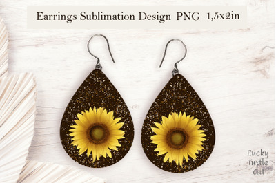 Sunflower teardrop sublimation earrings design