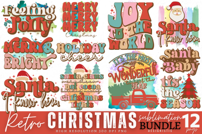 Retro Christmas Sublimation Bundle