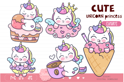 Cute unicorn cartoon kawaii clipart Unicorn princess sweet