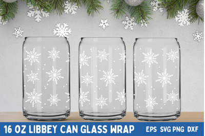 Christmas can glass wrap with snowflakes svg