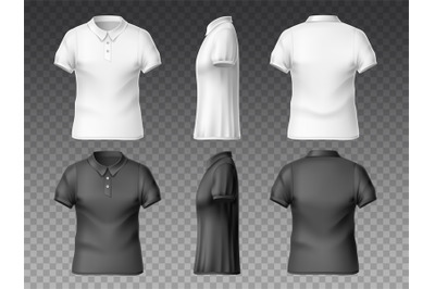 Realistic t-shirt front back and side. Different view angles empty pri