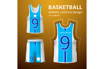 Realistic basketball uniform. T-shirt and shorts design&2C; command sport