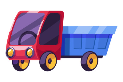 Cartoon truck icon. Heavy car plastic toy