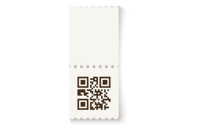 Event ticket with qr code. Realistic paper mockup