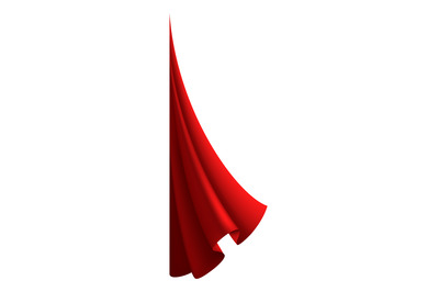 Flying cloth. Waving red drapery. Realistic wind blowing textile