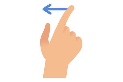 Left swipe gesture. Finger scroll on touch screen