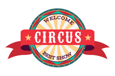 Round circus label. Carnival show badge template