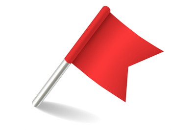 Office stationery mockup. Realistic red flag pin