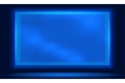 Led screen. Video display, lcd dot pixels wall and diodes glow light g