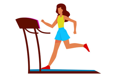 Woman on treadmill. Training in gym. Person running