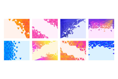 Color triangles background template. Corner gradient triangle pa