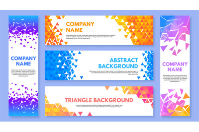 Color triangles banner. Abstract triangulation elements background&2C; ge