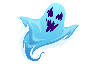 Ghost character. Halloween scary ghostly monster, spooks phantom, simp