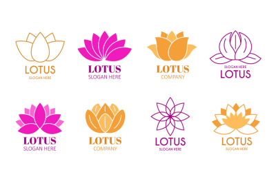 Lotus flower emblem. Water lily blossom label, beauty spa sign and yog