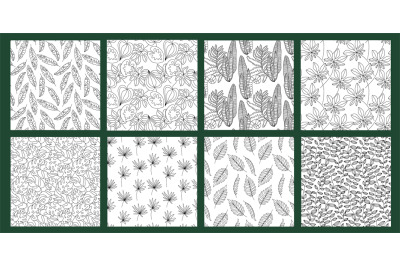 Tropical leaves pattern. Hand drawn floral seamless background, exotic