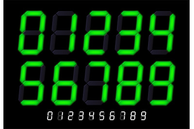 Segmented lcd display numbers. Digital time timer signs, tech clock co