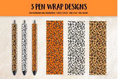 Autumn Leaves Pen Wrap Sublimation. Leopard Print Pen PNG