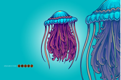 Jellyfish luxury classic ornament svg