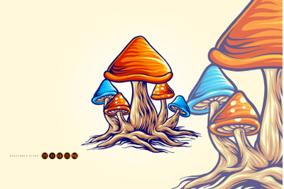 Mushrooms cute colorful svg