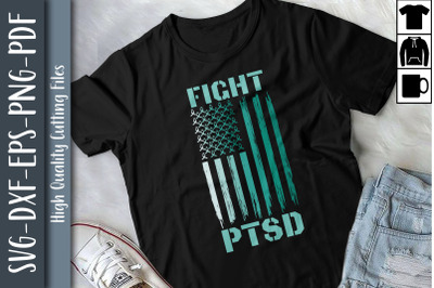 Fight PTSD Awareness USA Flag Veteran