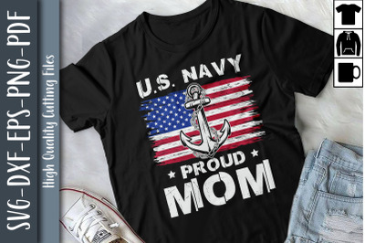 U.S Navy Proud Mom With American Flag