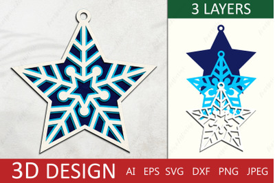 Christmas 3d layered star, Christmas tree toys