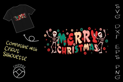 Merry Christmas retro Skeleton