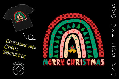 Merry Christmas retro Rainbow