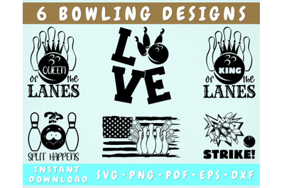 Bowling SVG Bundle&2C; 6 Designs&2C; Bowling Quotes SVG&2C; Bowling Cut Files