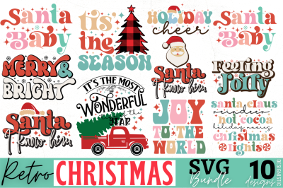 Retro Christmas SVG Bundle&2C; Retro Christmas Sublimation Bundle