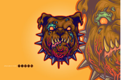 Angry zombie bulldog head svg